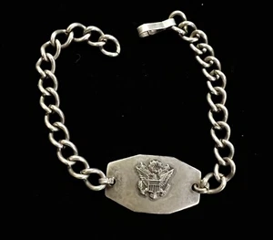 ORIGINAL WW2 U.S ARMY AIR FORCES SWEETHEART STERLING BRACELET c1943 7”—570 - Picture 1 of 4