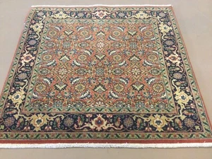 3’ X 3’ Rust Dark Navy Blue Square Hand Knotted Oriental Area Rug Wool Hallway - Picture 1 of 12
