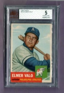 1953 TOPPS ELMER VALO #122 BVG 5 PHILADELPHIA ATHLETICS VINTAGE GRADED BASEBALL
