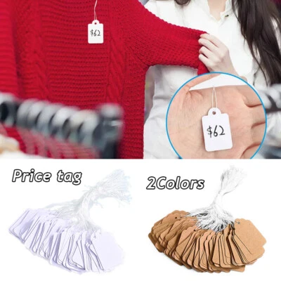 100-500X Price Tag Sticker Paper Hanging Label with String for Jewelry & Clothe - Image 1 of 4