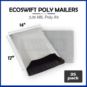 35 14x17 ECOSWIFT WHITE POLY MAILERS SHIPPING ENVELOPES BAGS - Picture 1 of 5
