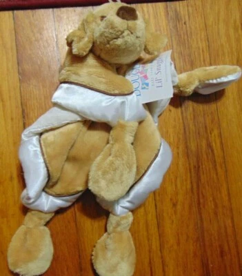  Douglas Lil' Snuggler Tan Puppy Dog Security Blanket & Lovey Satin NWT - Image 1 of 2