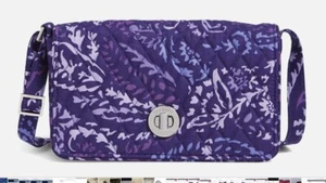 Borsa a tracolla Vera Bradley Turnlock Paisley ametista nuova con etichette - Foto 1 di 3