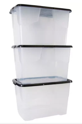 Argos Home Curve 65 Litre Lidded Storage Boxes - X 2 (+1 given free as damaged) - Image 1 of 4