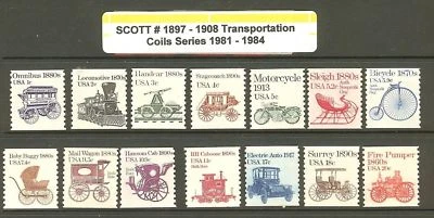 US Scott # 1897-1908 1981-84 Transportation Coils MNH - Image 1 of 2