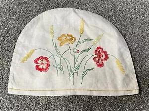 VINTAGE CROSS STITCH LINEN TEA COSY - Picture 1 of 6