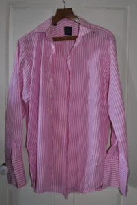 Chester Barrie pink white stripe shirt size 15 1/2 double cuff - Picture 1 of 4
