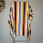 Mexican Blanket Throw 100% Cotton | Picnic Rug Tablecloth Sarape Falsa Orange