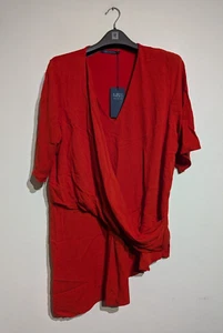 M&S Marks And Spencer Orange Paprika Wrap Top Short Sleeve 16 UK BNWT - Picture 1 of 13