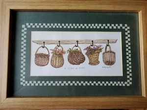 Country Baskets by Marty Fyne "a tisket a tasket" beautiful woven basket print - Picture 1 of 4