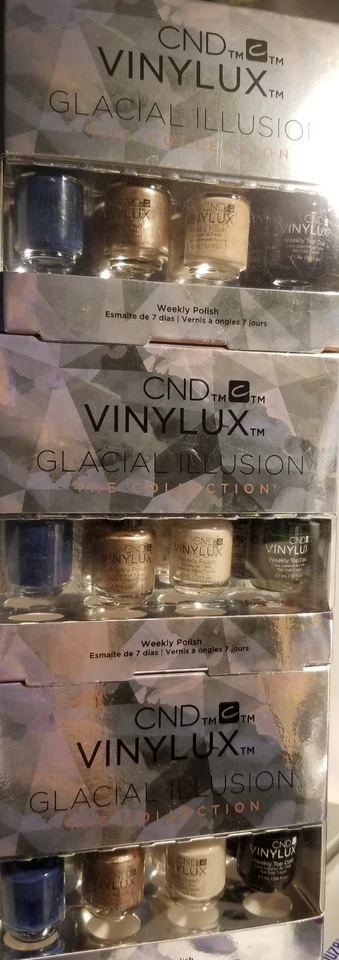 2 Sets of 4 CND Vinylux Glacial Illusion Mini Gift Set Nail Polish