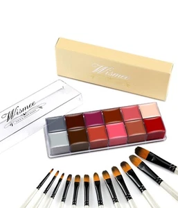 Paleta de Pintura Facial Maquillaje Rostro Cuerpo Pintura Set 12 Colores 12 Pinceles (Colores Oscuros) - Imagen 1 de 7