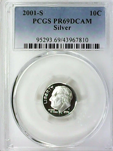 2001-S 10C Roosevelt Dime  PCGS PR69DCAM 90% Silver 22rtc0415 Cover