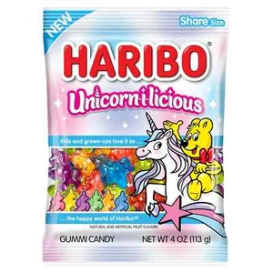 2 Bags Haribo 4 oz UNICORNILICIOUS Gummi Candy Unicorn Gummy Free Shipping!! - Picture 1 of 2