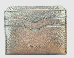 Mens Mini Wallet Gray Silver Solid Nappa Pebble Leather Card Case ID Holder Slim - Picture 1 of 7