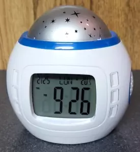Alarm Clock Moon Stars Projector Alarm Clock 7 Color Changing Temperature - Picture 1 of 10