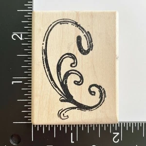Sello de goma montado en madera Stampourri Swirl Scroll acento florido - Imagen 1 de 3