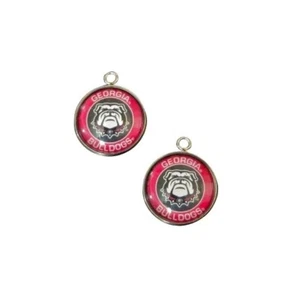 Georgia Bulldogs Glass Craft Charms 2pack Charm DIY Jewelry Keychain Gift - Picture 1 of 3