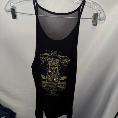 HARLEY DAVIDSON bling rhinestone tank dress black M-L - Image 1 of 4