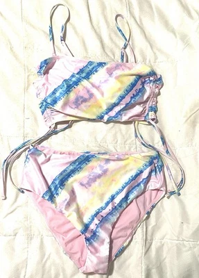 Biquíni Island Soul feminino cintura alta duas peças rosa azul tamanho grande   - Imagem 1 de 4