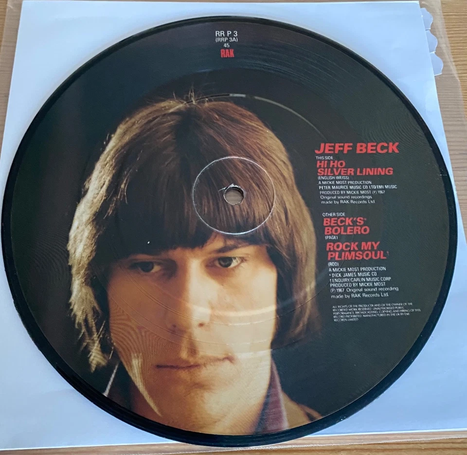 Jeff Beck – Hi Ho Silver Lining - 7" Vinyl Picture Disc - Excellent Condition. - Image 1 of 4