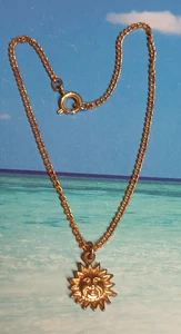 Gold Tone Chain Ankle Bracelet with Sun Charm - Picture 1 of 9