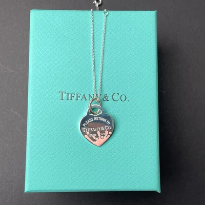 Collar Colgante Corazón Retorno Esmalte Salpicaduras Rosa Plata Tiffany Foto 1 de 4