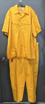 Nuevo con etiquetas Conjunto de ropa de trabajo mecánico holgado Dickies pantalones 48x32 + camisa 4XL amarillo dorado Foto 1 de 4