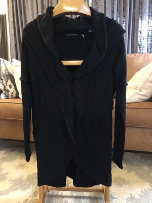 Elie Tahari Heavy 100% Merino Wool Black Knit Open Long  Cardigan Sz Large EUC! - Image 1 of 4