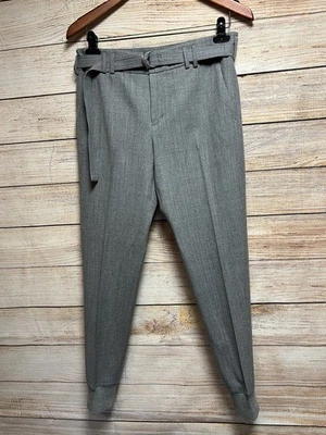 Pantalón Joggers Híbrido Vince Lana Cachemira Sarga Cinturón Talla 4 Gris Puños Dobladillo Bolsillo Foto 1 de 4