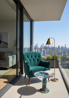 12" Multicolor Agate Round Side Table Natural Stone Accent Table Furniture Decor - Image 1 of 4