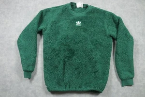 Adidas Sudadera Para Hombre Pequeña Verde Sherpa Polar Cuello Redondo Pullover Logo del Trifolio - Imagen 1 de 8