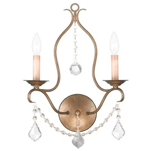 Livex Lighting 6422-48 Chesterfield Wall Sconce Antique Gold Leaf - Picture 1 of 11
