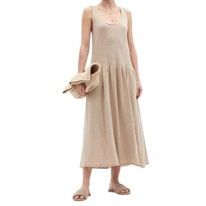Lauren Manoogian Tier Drop-Waist Knitted Cotton Slip Dress Size 1 Small Greige - Picture 1 of 22