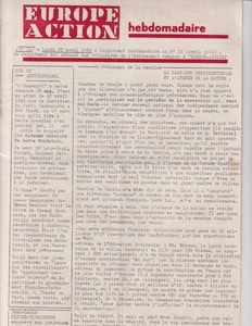 20 Avril 1964. Supplément. Journal Europe Action. Politique. 4 pages. Droite++++ - Foto 1 di 2