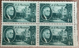 1945 FDR Hyde Park MNH OG 1c Block Of 4 Unused U.S. Postage Stamp Scott# 930 - Picture 1 of 2