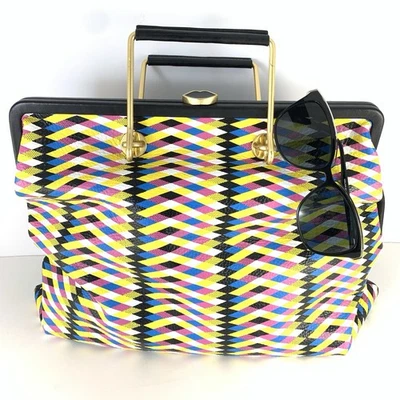 Bolso de Mano Lulu Guinness Alice Cuero Geométrico Asa Superior - Multicolor Foto 1 de 4