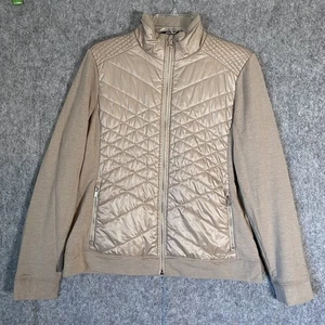 Polo Ralph Lauren quilted jacket Womens XL Knit Champagne Beige Wool Metallic - Picture 1 of 14