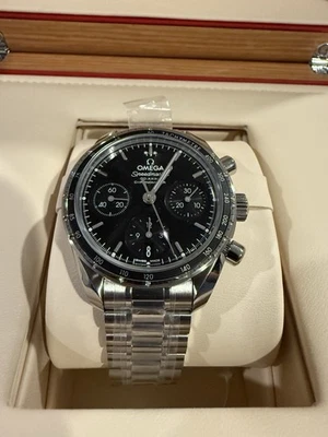 NWT Omega Speedmaster Automatic Co-Axial Watch 38mm Black Dial W/ Box & Papers - Image 1 of 2