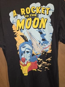 XL - A ROCKET TO THE MOON BAND T-SHIRT Vintage - Extra Large Black Ray Gun - Bild 1 von 9
