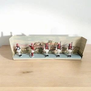 Juego/caja de 5 estatuillas de soldado de la guardia militar griega Aohna de colección rara - Imagen 1 de 12