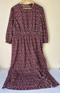 New Look Pink Floral Maxi Dress Stretch Waist Side Split Guc Sz 18 - Picture 1 of 5