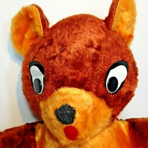 Vintage Mizpah Teddy Bear Plush Faux Mohair Stuffed Animal Brown Orange Toy 20"  - Picture 1 of 10