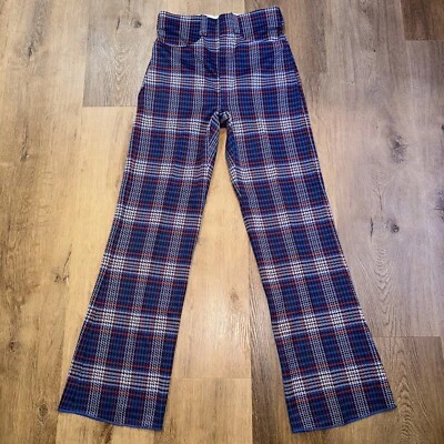 Pantalones de Colección Años 60 70 Campana Parte Inferior Para Hombres Poliéster Cuadros Disco Hippie Mod NOS 30 32 Foto 1 de 4