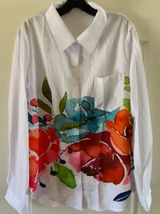 Camisa colorida para damas XL verano L|S FLORAL, medidas a cuadros NNT - Imagen 1 de 3