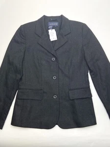 New Harolds Women Size 4 Jacket Dark Gray Wool Cashmere Blazer 3 Button Italy - Picture 1 of 12