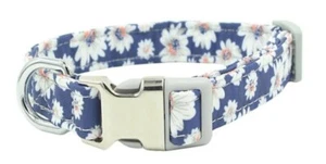 Dog Collar, Flower Daisy, Navy Blue, Adjustable, Small Medium - Picture 1 of 1