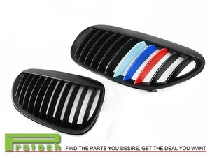 Matte Black Front Grille /// M-Tri Color For BMW E64 640i 650i Convertible 04-10 - Picture 1 of 3