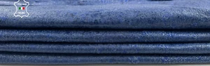 METALLIC BLUE SHIMMER PEARLIZED WASHED Goat leather 2 skins 12sqf 1.1mm #C3054 - Picture 1 of 7