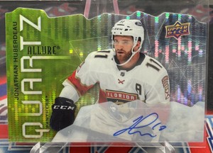 2021-22 Upper Deck Allure Jonathan Huberdeau Quartz Neon Green Die Cut Auto